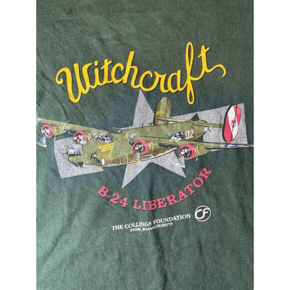 WITCHCRAFT Aviation Aircraft B-24 LIBERATOR Stow Vintage Size XL Green Shirt - Picture 6 of 8